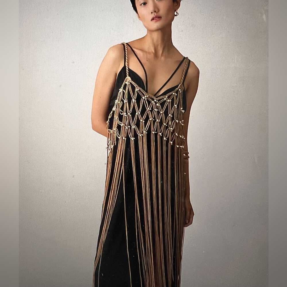 Anthropologie Beaded Fringe Cami